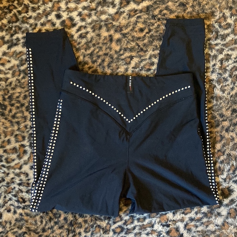 Adam Selman Sport High Rise Studded Black Leggings